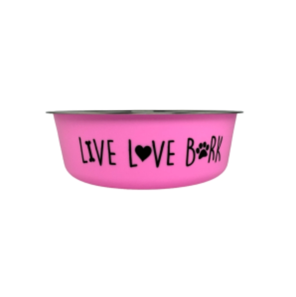 Brookstone Live Love Bark Pink Dog Bowl